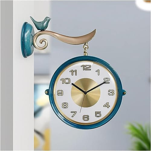 Orologio da esterno bifacciale Soggiorno Stile europeo Classico leggero Lusso Due facce Orologio da stazione retrò Corridoio Moda Creativo Orologio moderno e minimalista for terrazza Patio Garage ( Co