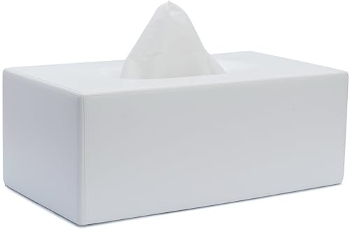 Yew Design Matt Vit Näsdukslåda Fodral Rektangulär, Ansiktsduk Dispenser för Badrum, Kök, Sovrum, Kontor, Hotell, Restaurang, Bänkskiva, Nattduksbord, Bil och Skrivbord