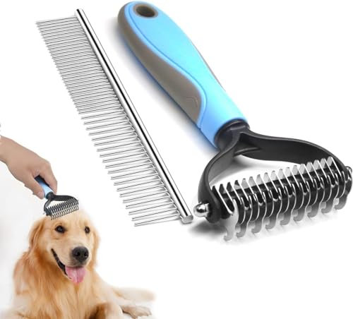 DGHOME Dog Brushes for Shedding, Reduce Shedding and Remove Knots, Double Sided Dog Deshedding Brush for Dogs,Cats, with Pet Comb