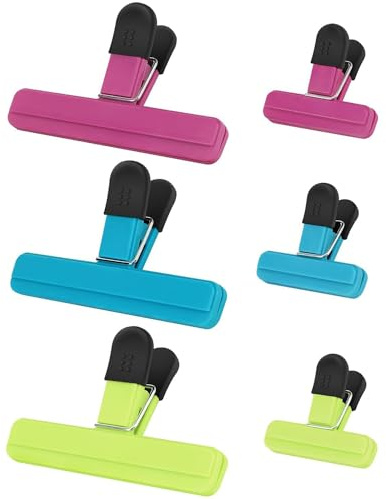 Clip di Chip Chiusura per Cibo,6 PCS Clips di Tenuta per Sigilli Mollette Plastica Colorful Clip Clamp Sealer Pinze Chiudi Sacchetti per Caffè Patate e Sacchetti di Cibo