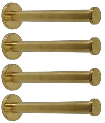 NELXULAS Golden Brushed Stainless Steel Single Heavy Duty Wall Mount Hook, Bath Towel Hooks, Robe Hooks, Coat Hanger, 4 PCS (6 inch)