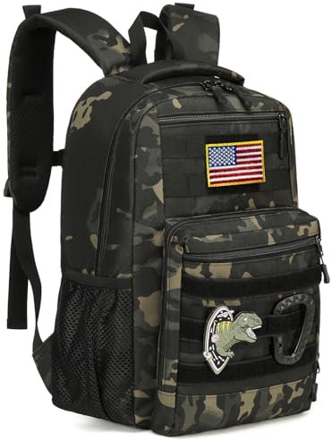 XINTREY Kids tactical Backpack for Boys School Bag 20L mini Children Backpack for Outdoor Camping Travel (Black CM)