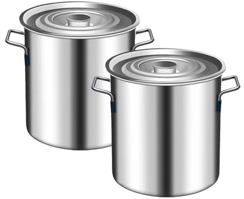 KELUNIS 2 Articoli Pentola per Zuppa Secchio per Zuppa in Acciaio Inossidabile Grande Secchio per Zuppa Commerciale con Coperchio per La Conservazione degli Alimenti Varie Dimensioni,2 * 50L
