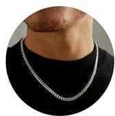 Esrael Silberkette Herren 3mm Silber Kette Herren Kubanische Halskette Edelstahl Kette für Männer Junge Halsketten Schmuck Geschenke für Männer 20 Zoll