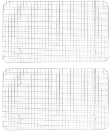 2 griglie di raffreddamento, sicure per forno, vassoio antiaderente per raffreddare torte, biscotti, pane, fil di ferro per grigliare ali di pollo, carne