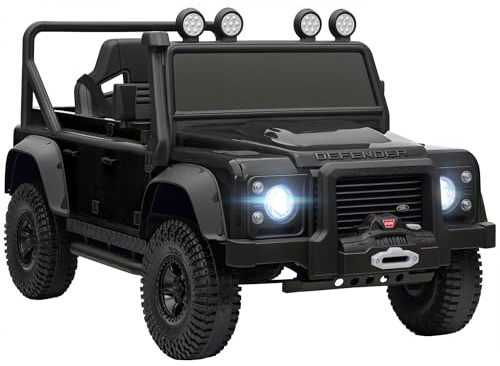 AIYAPLAY Land Rover Licensed Electric Car for Kids, 12V Battery-Powered Kids Ride On Car with Remote Control, Music, Horn, Suspension Wheels, LED Lights, Off-Road Toy for 3-5 Years Old, Black