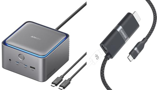 Anker Prime TB5 Docking Station, 14 Ports Thunderbolt 53 Docking Station(140W,120Gbps, Ambient LED Lighting, Cooling System,8K display)& Nano USB C to HDMI Cable Adapter (4K@60Hz,140W,3FT)