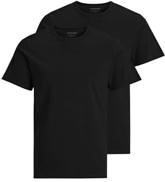JACK & JONES T-shirt för män 2-pack enfärgad t-shirt, svart, XL