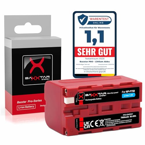 Baxxtar Pro NP-F750 Akku echte 7000mAh (50.4 Wh) kompatibel mit Sony NP-F750 / NP-F550 NP-F570 / NP-F970 / NP-F960 / NP-F570