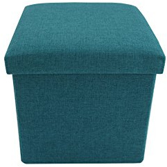 Rebecca Mobili Pouf cubo pieghevole, ottomano poggiapiedi quadrato, azzurro turchese, tessuto - Misure 29 x 31 x 31 cm (HxLxP) - Art. RE6172