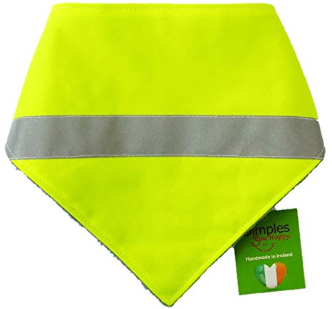 Dimples Hundehalstuch - Hi-Vis Reflektorband Warngelb hohe Sichtbarkeit - Halstuch für kleine mittlere und Grosse Hunde und Katzen - Hunde Besitzer Geschenk - Handgemachtes Hunde Accessoire 25cm