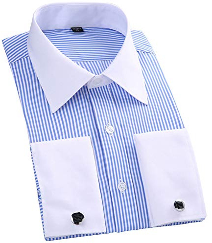 Cloudstyle Men's Dress Shirt Slim Fit Button Down Stripe Checked Shirt
