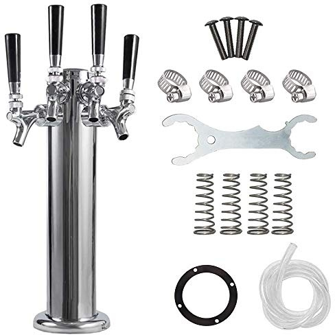 LUCKEG Four Tap Beer Dispenser Tower Brand 3 inch Beer Kegerator Beer Tower with 4 Beer Faucet for Home Brewing Beer Kegging