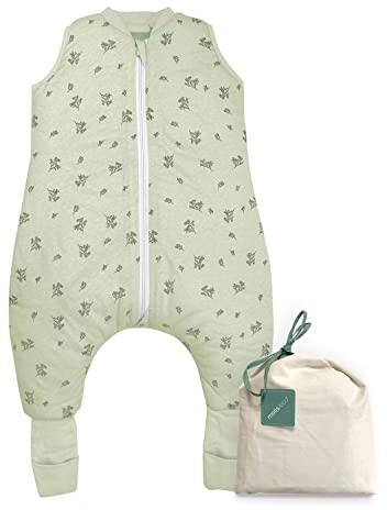 molis&co - Baby Schlafsack mit Füßen und Socke - Ideal für den Winter - Babyschlafsack mit Beinen 2,5 tog - 100% Baumwolle (Oeko-TEX 100), Premium Qualität - Botany Green (70 cm)