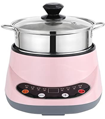 Multicooker Intelligente Pentola Calda Elettrica Multi-Funzione di Cottura Padella for Uso Domestico Dormitorio Antiaderente Fornello di Riso Porridge A Vapore ( Color : Pinkdoublelayer , Size : 24cmi