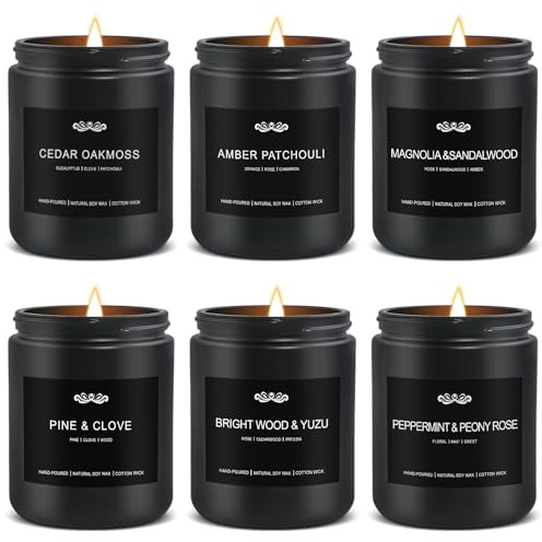 6 Pack Candles for Home Scented Aromatherapy Candles Gifts Set for Men, Men Candle Set, 42 oz 300 Hour Long Lasting Candles, Gifts for Mens, Birthday, Anniversary Present