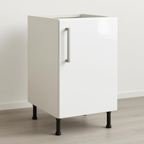 Top Living MCR Flat Pack KITCHEN BASE UNITS with WHITE GLOSS DOOR - 600mm