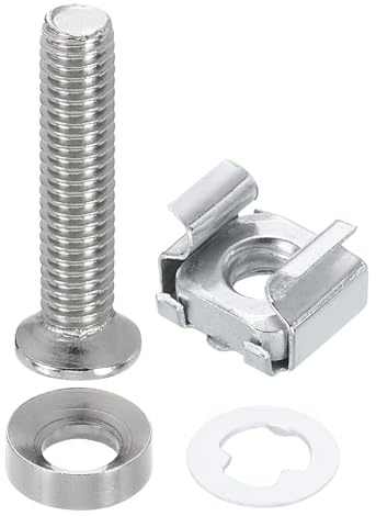 PATIKIL Dado A Gabbia M6 x 30mm Per Montaggio A Rack, 20 Pezzi Viti In Acciaio Al Carbonio Zincato Dadi A Gabbia Quadrati A Scatto Per Montare Armadi Server Scaffali, Argento
