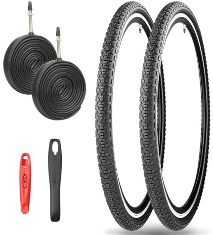 1/2er Set 700x40c Fahrradreifen 28x1,60 Zoll 42-622 Rennrad Reifen mit FV 48MM Schläuchen & Reifenheber (2 Set (2X Reifen+2X Schlauch+2X Reifenheber), 700X40C)