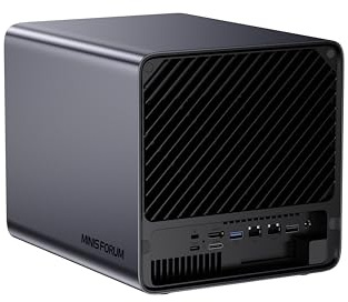 MINISFORUM N5 Pro-P370 5-Bay Desktop NAS(0+128GB), AMD Ryzen AI 9 HX Pro 370 12C/24T Up to 5.1GHz, 10GbE+5GbE, 3× M.2/U.2, OCuLink, HDMI/2 x USB4 4K 144Hz, PCIe ×16, MinisCloud OS