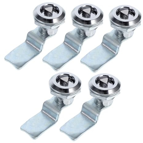 Vaguelly Cerradura Ajustable de Leva Triangular de Aleación de Zinc para Puertas de Archivador y Cajones, Material de Alta Resistencia, Pack de 5 Piezas en Color Plata