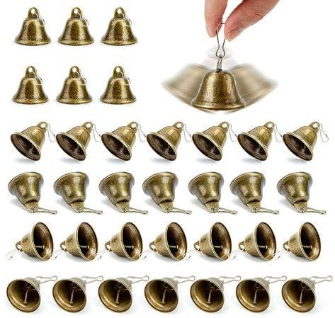 50 campanas para manualidades, campanas vintage con mosquetón de 38 mm, bonitas campanas de cobre, campanas doradas para manualidades, campanas vintage para decoración de Navidad, entrenamiento de