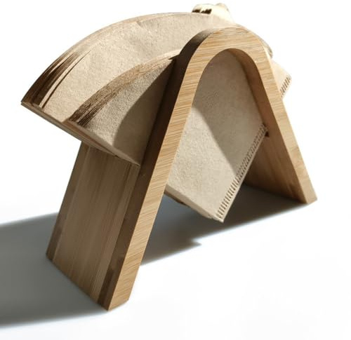 Porta carta e filtro da caffè in legno a forma di V per filtri V60 e coni, organizer salvaspazio da bancone per casa, ufficio e bar