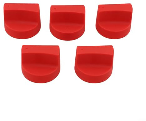 Trayne 5-Pack Gas Stove Knob, Diameter Plastic Replacement For BBQ And Outdoor Cooking 50Mm For Accurate Flame Adjustment During Grilling, Simmering, Or Boiling Tasks(Red)