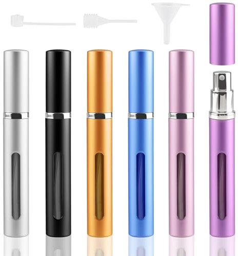 Foymlon 6 Pezzi 5ml Atomizzatore Profumo, Ricaricabile Porta Vaporizzatore da Viaggio, Mini Bottiglia Spray Portatile per Viaggiare, Salir, Vita Quotidiana