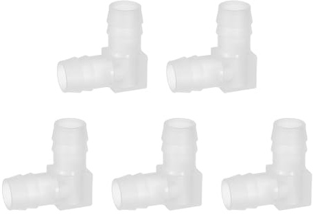 QUARKZMAN 5Pcs Raccord À Bride À 90 Degrés l Raccord, 15/32 OD Raccord De Tube en Plastique À Bride Joint De Raccord D'Adaptateur pour Tuyau De De Liquide De Carburant d'eau, Transparent