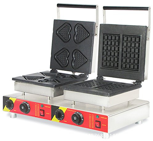 CGOLDENWALL Np-558 Commercial en forme de coeur gaufrier Maker antiadhésif Grid gaufré grille-pain à double gaufré Baker électrique machine à muffins Belgian Waffle Réchaud - 220V