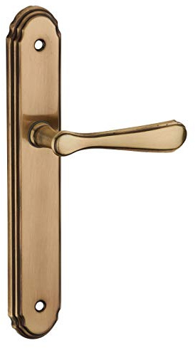 THIRARD - Ensemble de Poignées pour Porte Intérieure Arthemis - Acier Embouti - Usage Pratique - Sans Trou - Carré 7 mm - Entr'Axes 195 mm - Finition Laiton Patiné - Jaune/Doré