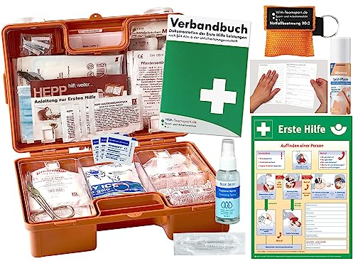 Verbandskasten (K) Typ CSN - INKL. 90° ARR. -Paket 2- Erste Hilfe - aktuelle DIN 13157 (Betriebe) INKL. PERFORIERTEM VERBANDBUCH +Hygiene-Gel +Beatmungshilfe +Sprühpflaster +Aushang