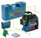 Bosch Professional Linienlaser GLL 3-80 G (grüner Laser, Innenbereich, max. Arbeitsbereich: 30 m, 4x AA Batterie, im Handwerkerkoffer), Blau