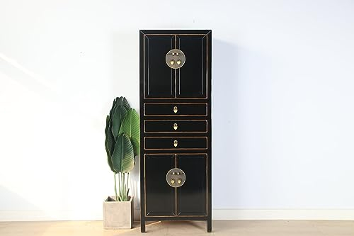 Yajutang Chinesischer Hochzeitsschrank Massivholz schwarz