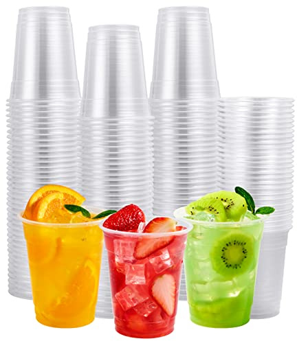 FOCUSLINE 200pack 12 oz Clear Plastic Cups Disposable, Plastic Clear Cups Disposable, DrinkIng Cup for Water, Juice, Soda, Ice Coffee