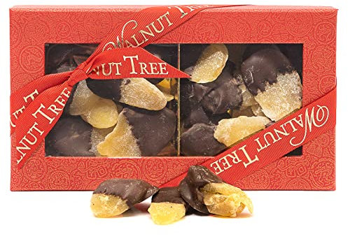 Walnut Tree – Spicy Ginger Slices Hand Dipped in Rich Dark Chocolate – Handpacked in the UK – Vegan – Vegetarian – Gluten Free – Luxury Gift Selection, Birthday, Anniversary – 200g