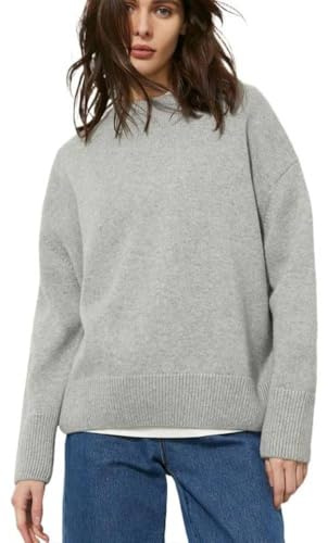 Women's Lightweight Soft Petite Crewneck Lightweight Solid Plain Sweaters Fall Winter Pullover Jumper Tops Grey
