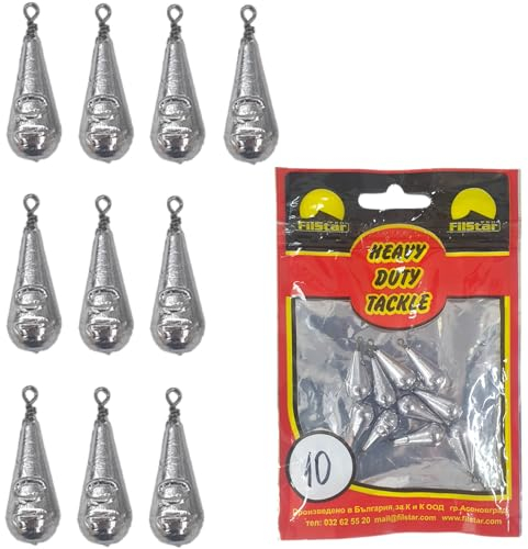 PRO FILSTAR päronbly-set 10 x 10 g – blyfiske med virvlar – fiskespöset – grundfiske – blyvikt – fiskebly – fiskviktar – droppbly – karpbly