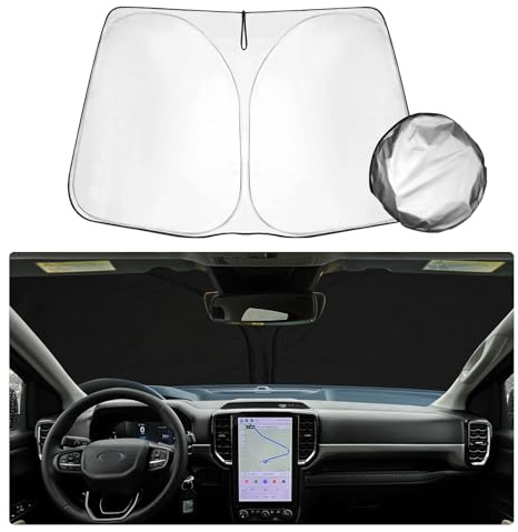 SHAOHAO Compatible con Ford Ranger T9 XL XLT 2023 2024 2025 Parasol Plegable con Tejido Revestido de Plata Plegable protección UV y contra el Calor Accesorios Parasol Ford Ranger