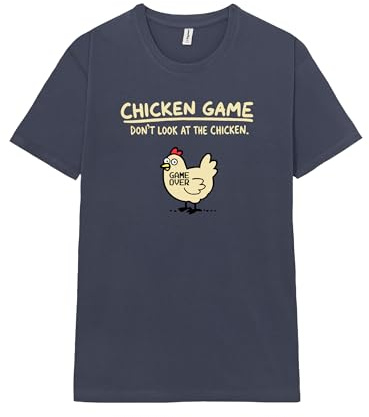 Pampling Kortärmad T-shirt, 100% Bomull, Unisexkläder för Herr och Dam, Screentryckt med Rund Hals och Rak Passform, Färg Blå eller Grön (Chicken Game)