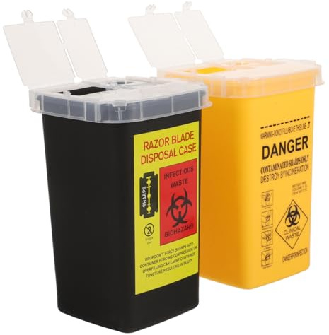 Générique Seau à Déchets Tranchants 2pcs Conteneur D'élimination Des Aiguilles Plastique Robuste Poubelle Pour Tatouage Utilisation Vétérinaire Et Salon Compact Et Sécurisé Et Pratique Santé