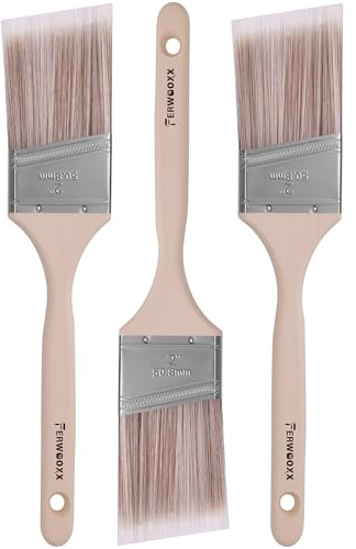 Paint Brush, 2IN Stain Brushes for Painting Walls House Touch-Ups,Furnitures and Fence Staining, Wooden Handle Masonry Paintbrush(3 Packs)
