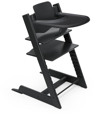 Trona Tripp Trapp de Stokke (Black) con Bandeja Stokke (Black) - Incluye Silla Tripp Trapp, Baby Set 2 para Niños de 6 a 36 Meses - Ajustable y Fácil de Limpiar