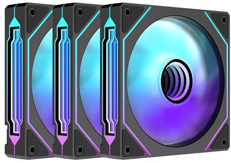 TZMRIT Prism 4 Pro RGB-fläkt 120 mm svart, 5 V 3 PIN moderkort synkroniserbar 4 PIN spegel PWM ARGB PC-chassifläkt (Black1-X3)
