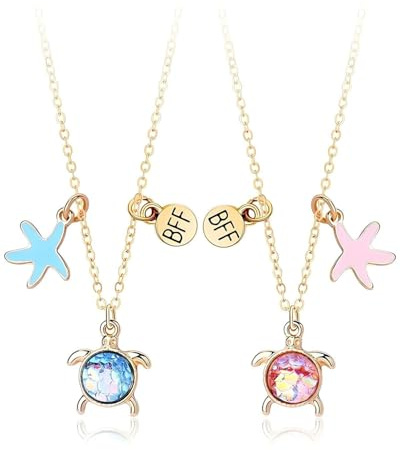 TPZORJX Lot de 2 colliers de l'amitié, collier de la meilleure amie, chaîne argentée pour femme, colliers colorés des meilleures amies pour 2 filles, cadeaux personnalisés, accessoires d'amitié