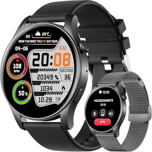 GedFong Montre Connectée Femme Homme, 1.43 HD Smartwatch Homme avec 100+ Sports, Montre Sport pour Repondre Appel, Podometre, Moniteur Cardiofréquencemètre, Compatible pour iOS Android
