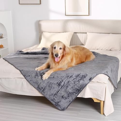 7CDXD Manta Impermeable para Perros, 127 x 150 cm, Manta para Perros, Sofá, Franela, Manta Impermeable, a Prueba de Líquidos, Mantas para Perros y Gatos, Adecuada para Sofá Gris