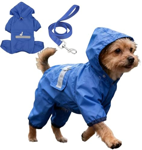 Dog Raincoat, Waterproof Reflective Adjustable Breathable Rain Coat with Harness Hole for Walking in All Weather (Size: M)