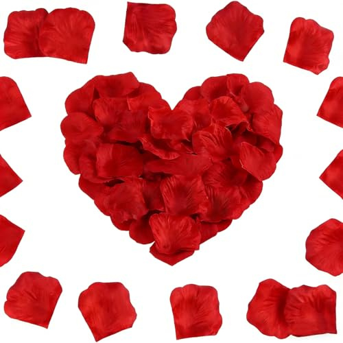 NINESPRING 1800 Pétalos de Rosa de Seda Roja, Pétalos de Rosa Artificiales, Decoración Romántica para Escenas RomáNticas, Bodas, Aniversarios, Cumpleaños, Día de San Valentín